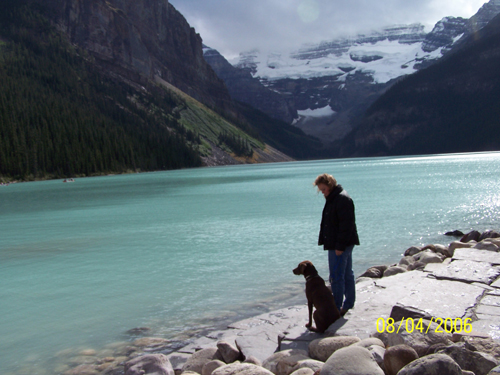 Cynthia and Chloe, Moraine Lake - 2006